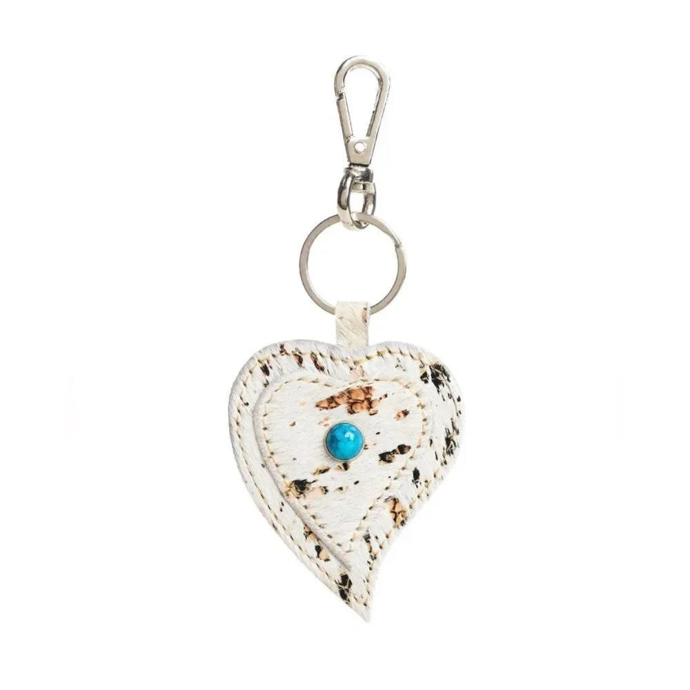 Myra Bag Hearts Love Key Fob/White/Brown